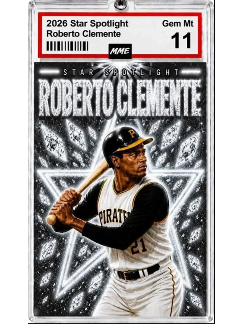 2950 Roberto Clemente Keychain White Spotlight Custom Acrylic Photo Keychain